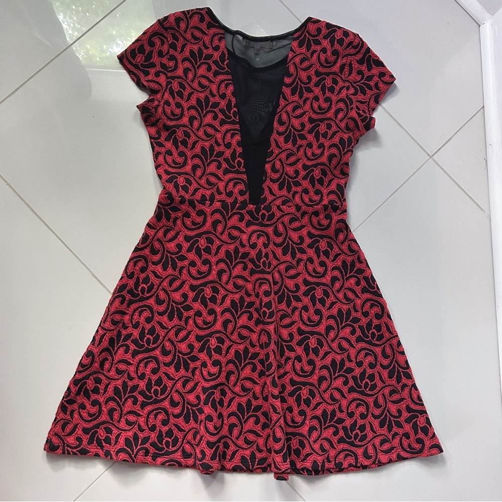Red and Black Statement Mini Dress